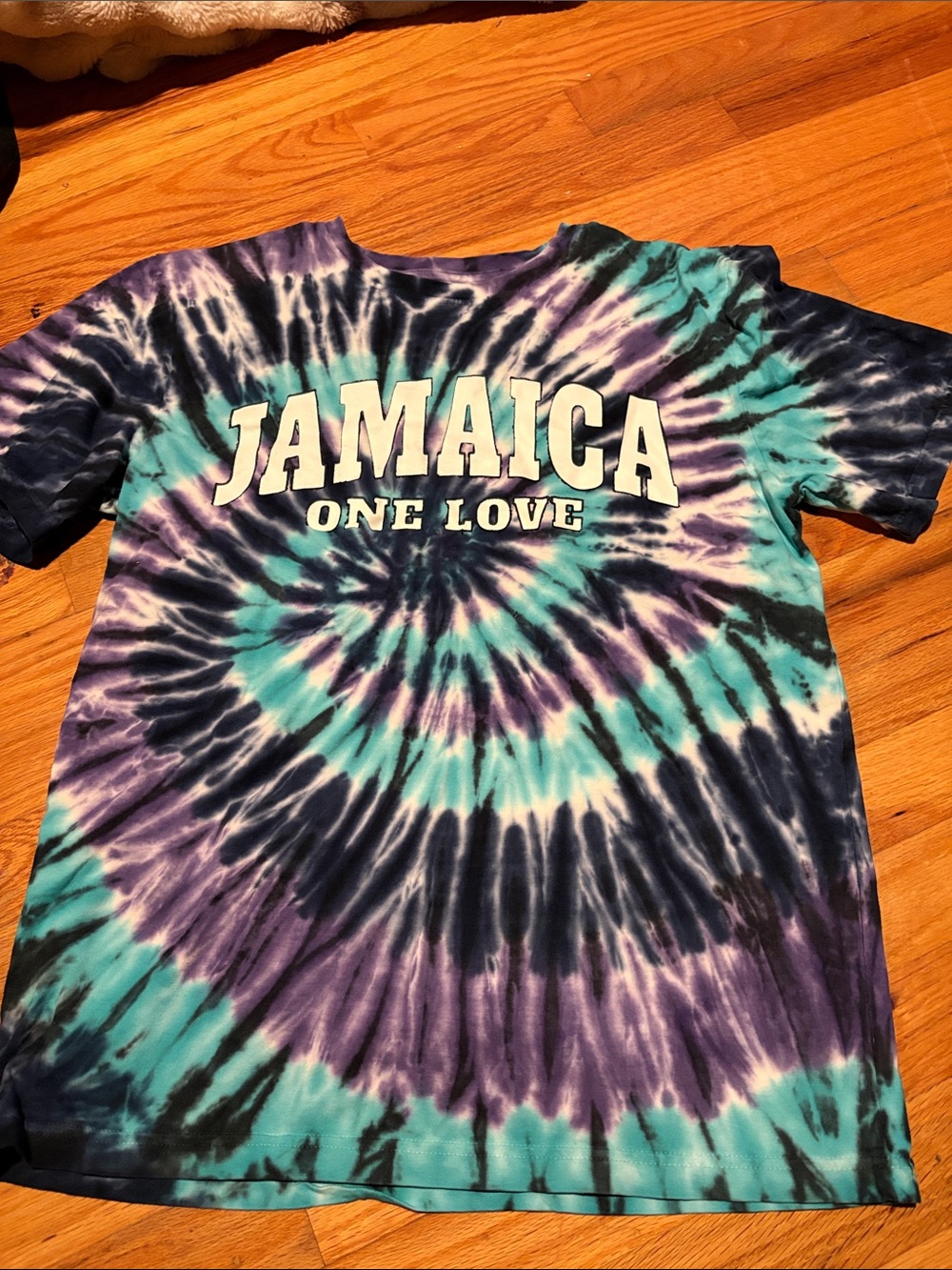 Jamaica One Love Tie-Dye Short Sleeve Tee - Blue & Purple